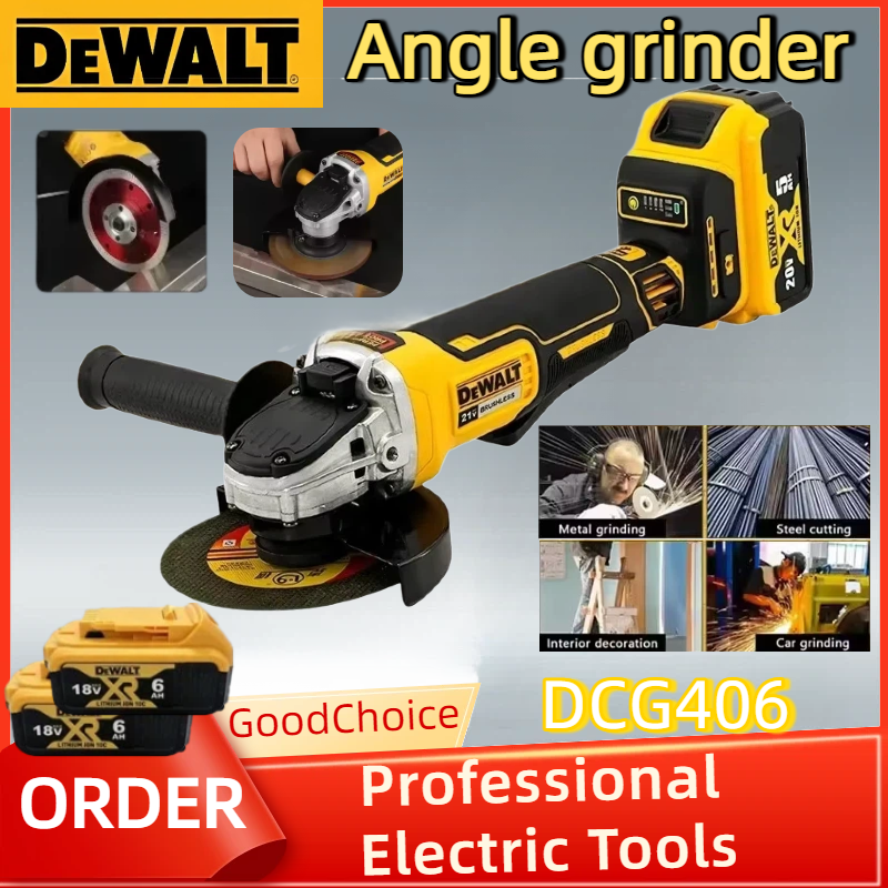 Amoladora Angular Inalámbrica DEWALT DCG405 de 20V con Batería de Litio, Cabezal Plano de 125mm, Herramienta Eléctrica Práctica para Taller
