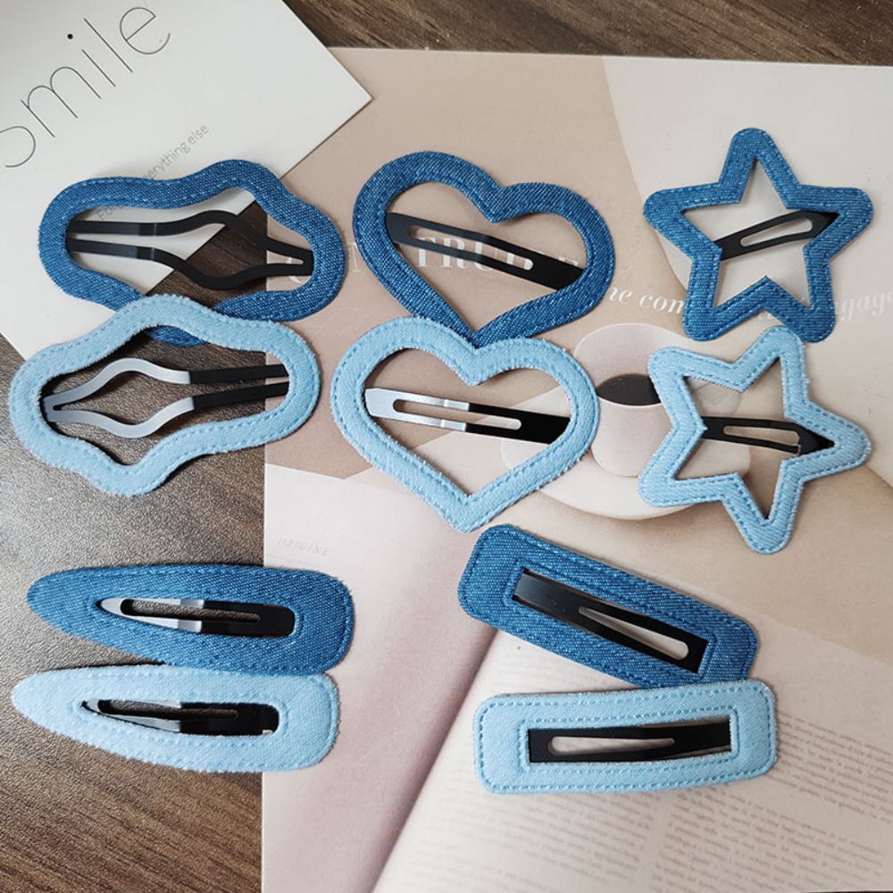 2pc Heiße Mode Denim Herz Stern BB Haarnadel Haar Seite Clips für Frauen Mädchen Kind Geschenk Haar Zubehör headwear Ornament