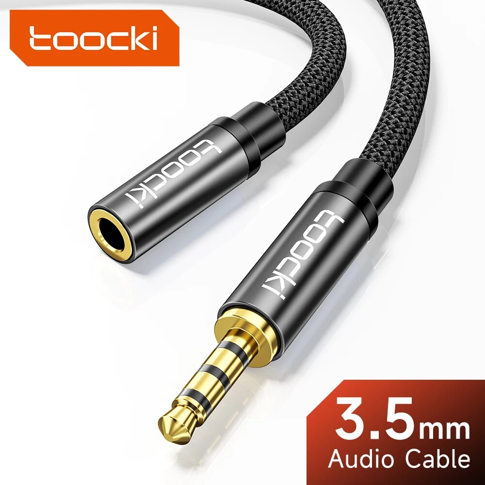 Toocki 오디오 익스텐션 잭 AUX 케이블, PC 스마트폰 마이크 헤드폰 스피커 코드, 3.5mm 수-3.5mm 암 4 극