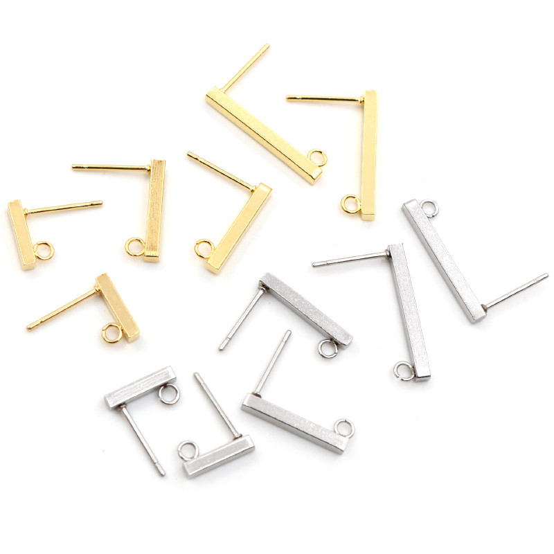 20pcs 10 15 20mm 316 brinco de aço inoxidável brincos de tubo de barra de brincos de fios de orelha conector DIY jóias fazendo descobertas