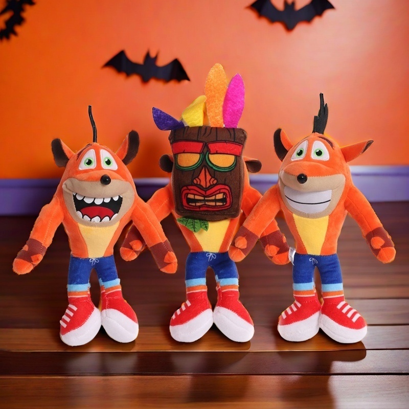26cm New Crash Bandicoot Stuffed Plush Toys Crazy Trilogy Series Anime Figure Dolls Kawaii Child Birthday Christmas Gifts Decor