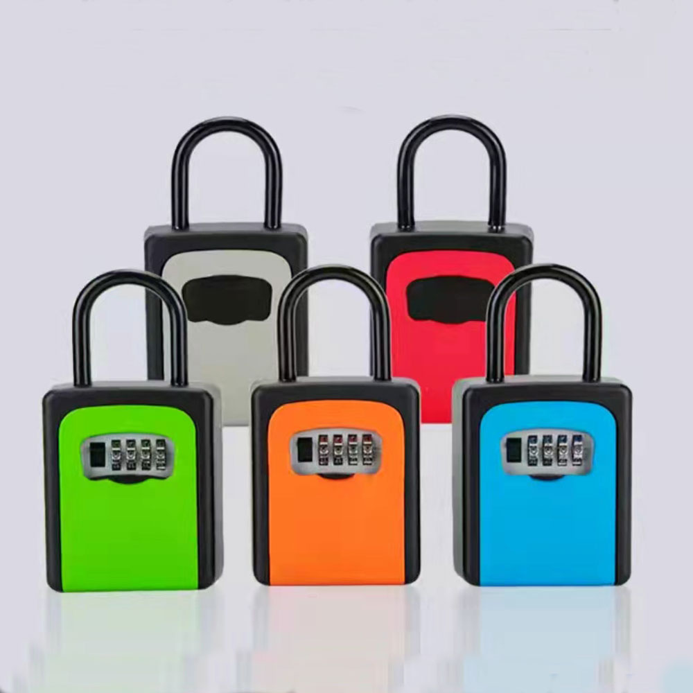 4 Digit Code Box Free Installation Outdoor Password Key Box Extended Locking Hook Steel Wire Hanging Key Storage Waterproof Key