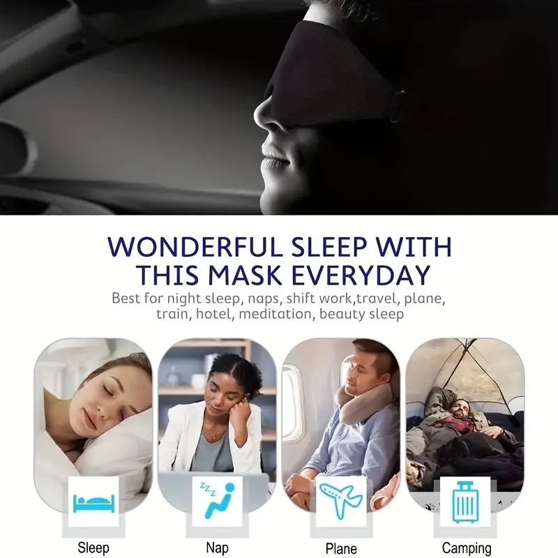 1 peça 3d máscara de sono venda, auxílio ao sono máscara de olho de espuma de memória macia, adequado para viagens de sono máscara de sono blackout máscara de olho