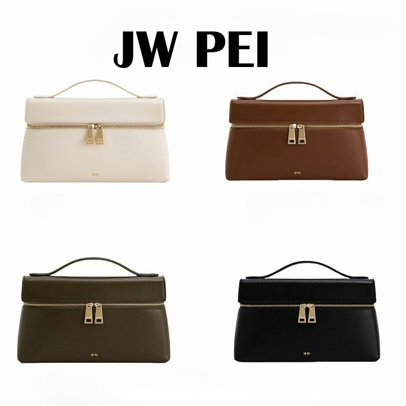 Tas tangan kulit asli JW PEI Premium, Tas Bahu Wanita bergaya Minimalis dengan resleting. Tas Selempang Ringan yang Modis.