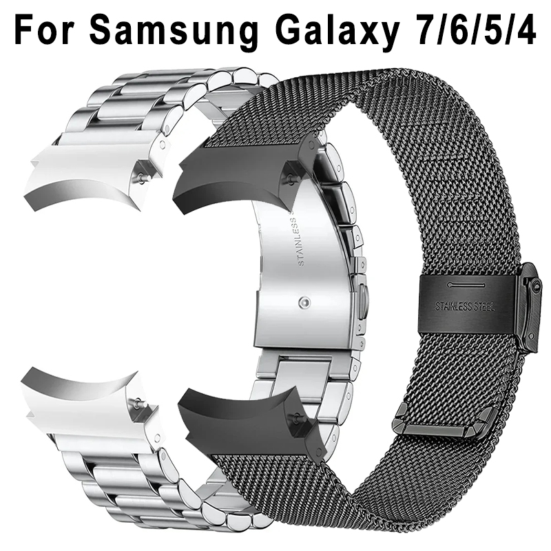 Correa de acero sin huecos para Samsung Galaxy Watch 7 6 5 4 40mm 44mm 5Pro 45mm banda de Metal para Galaxy Watch 6 4 Classic 47mm 46mm 43mm
