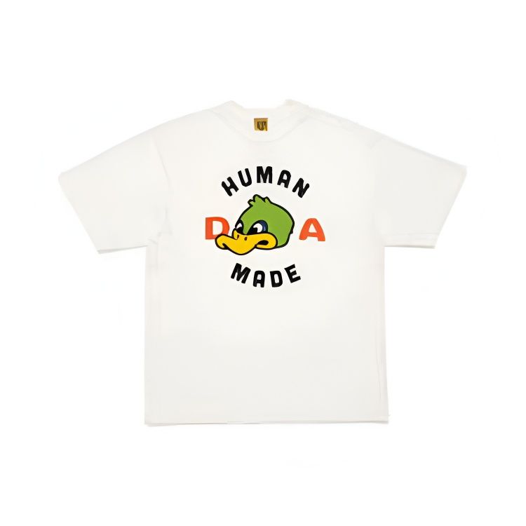 HUMAN MADE T-shirt van puur katoen met schattige eendprint, Japans unisex, ronde hals, korte mouw