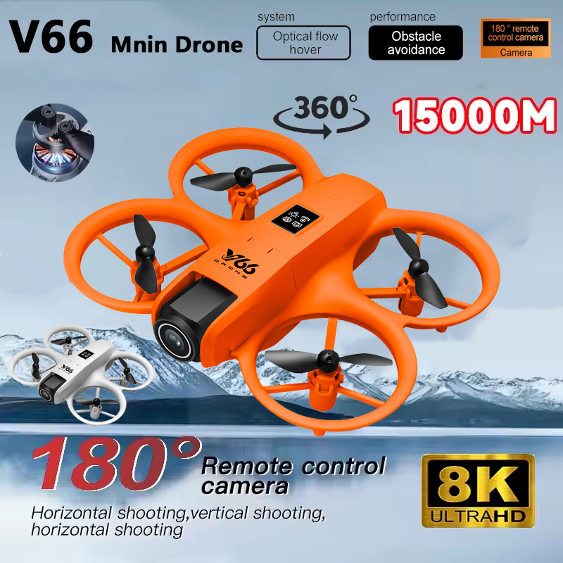 Nouveau V66 Mini RC aérien FPV Drone 8K grand Angle HD contrôlé électriquement 180 °   Jouet d'hélicoptère pliable pour éviter les obstacles avec caméra