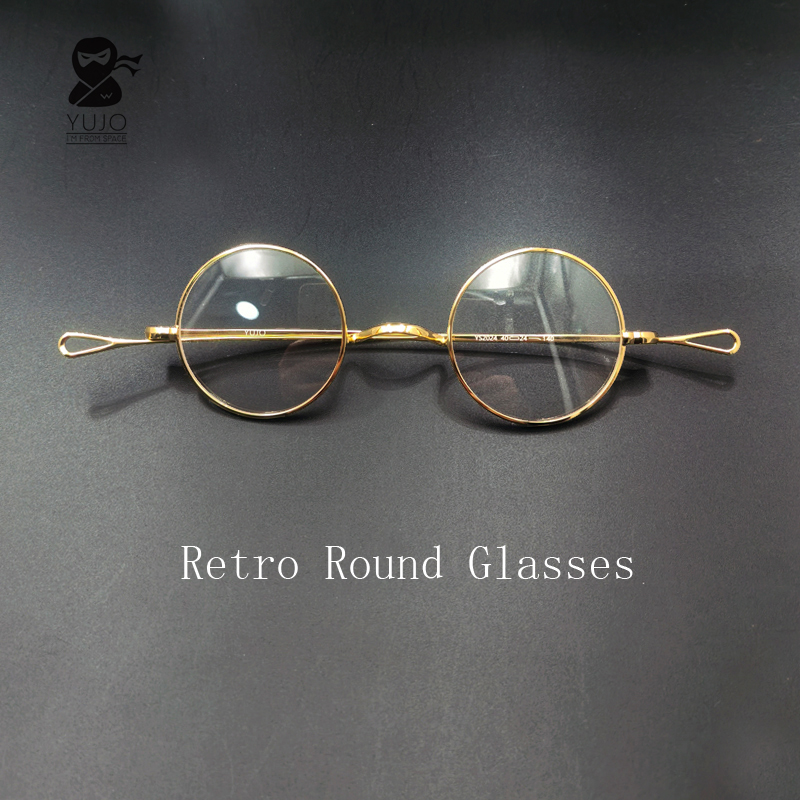 Vintage Round Metal Eyeglasses Frame Ultra-Thin Lightweight Retro Prescription Glasses for Men Women No-Slip Saddle Bridge Eyewe