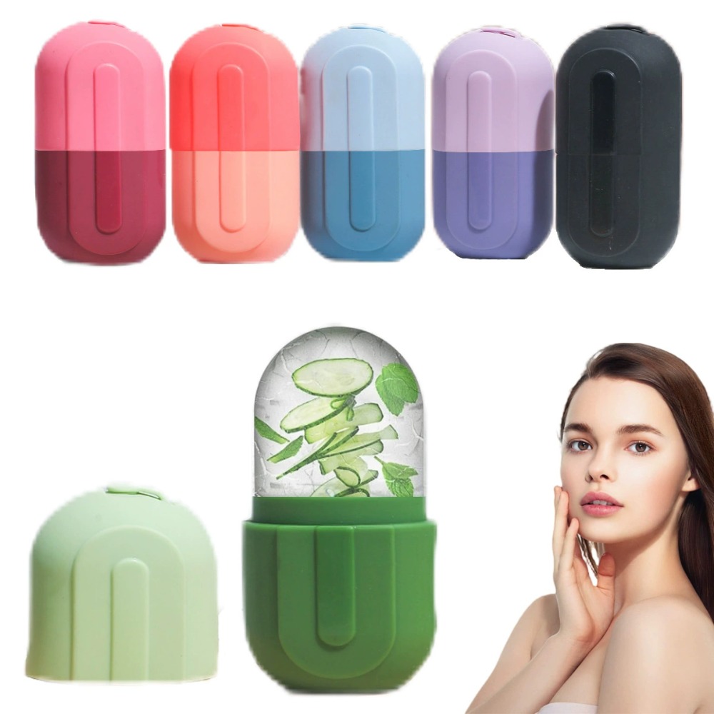 Rodillo de hielo para cara, herramientas de contorno de Estiramiento Facial de silicona, rodillo de cubitos de hielo, masajeador Facial para ojos y cuello, herramientas de belleza para el cuidado de la piel