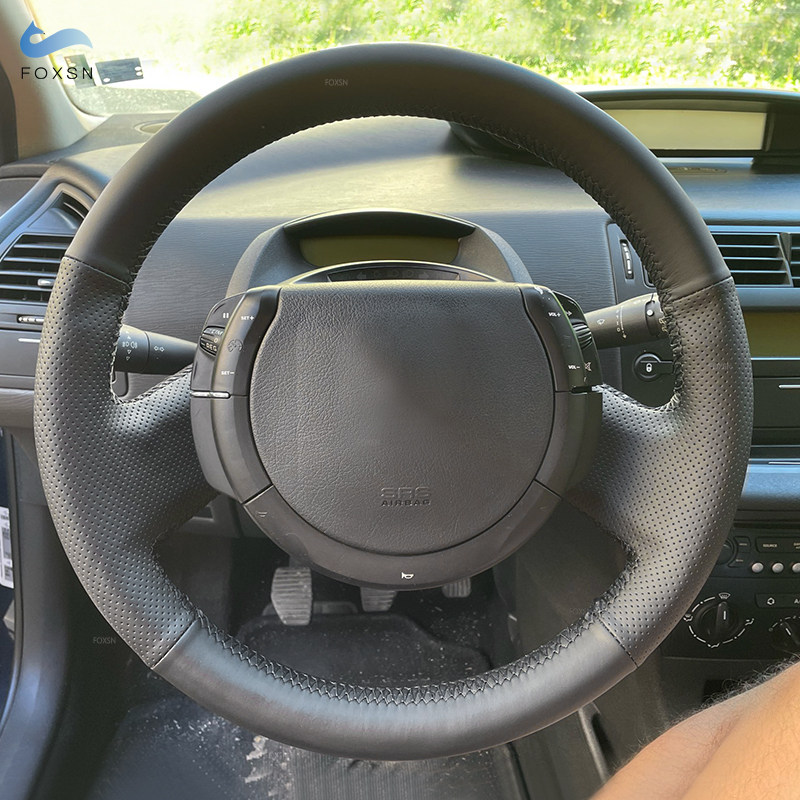Gevlochten Stuurwiel Voor Citroen Triumph Oude C4 C-quatre 2007 2008 2009 Auto-interieur Stuurwiel Hand-gestikt lederen Cover