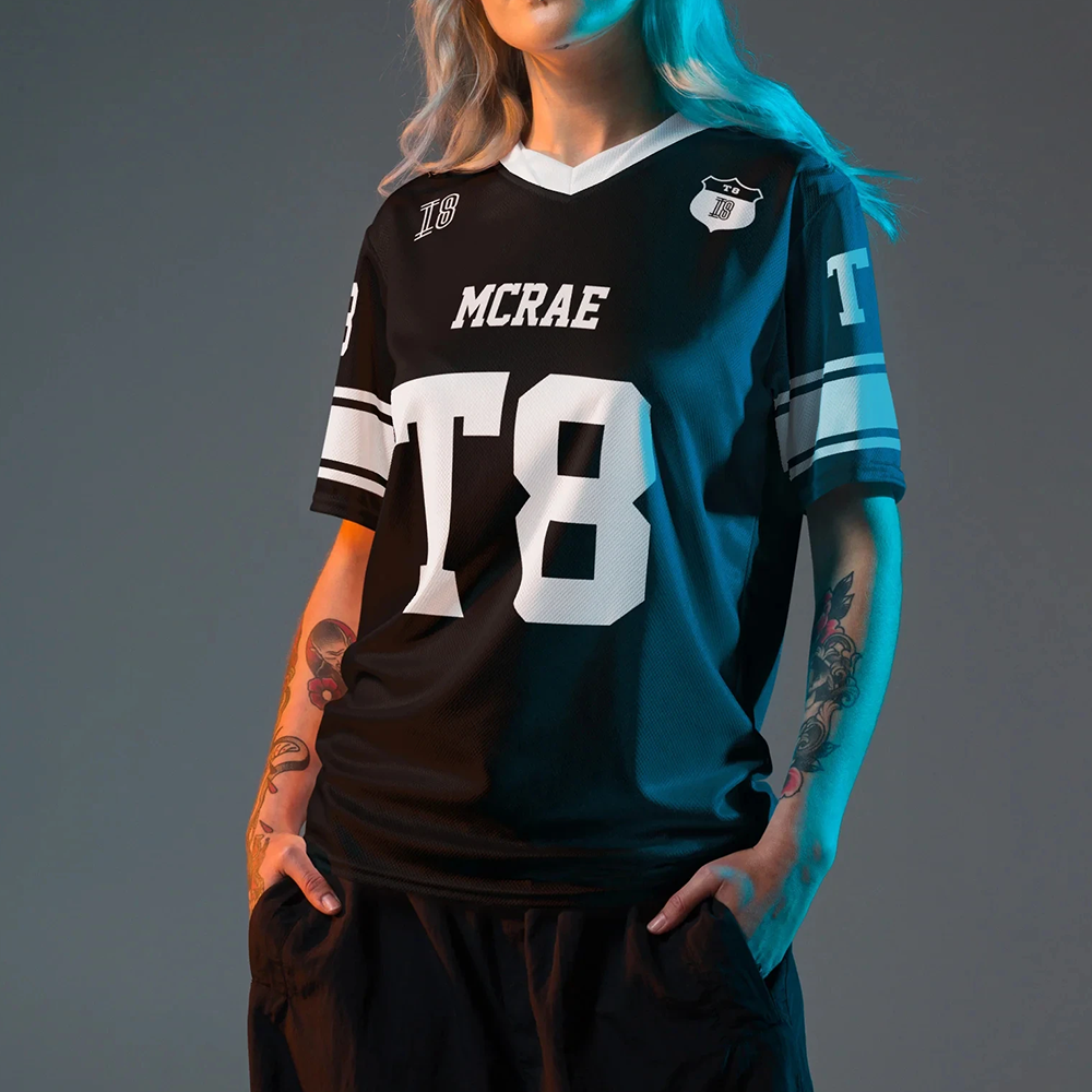 Camiseta Tate McRae 2025, nueva ropa deportiva de primavera/verano para hombres y mujeres, camiseta de fútbol T8 McRae, camiseta con cuello en V, ropa y2k