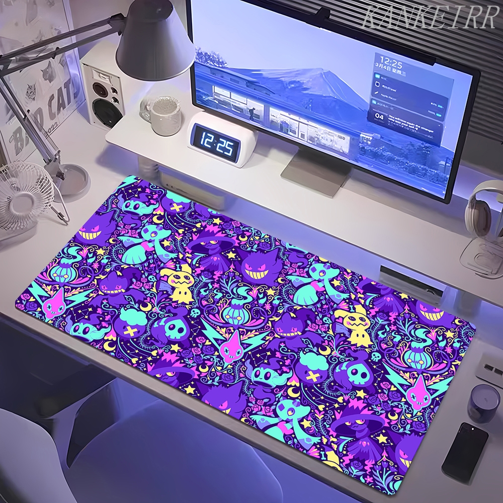 Коврик для мыши XXL Pokemon Japan Anime Purple Mouse Pad Gengar, крутой геймерский коврик для ПК, клавиатуры, расширенный настольный коврик для ноутбука, кавайный коврик для мыши, подарки