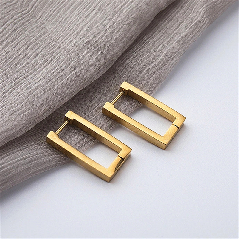 Kshmir-pendientes geométricos de acero inoxidable para mujer, aretes de aro de metal rectangulares, regalo de joyería nueva moda 2023