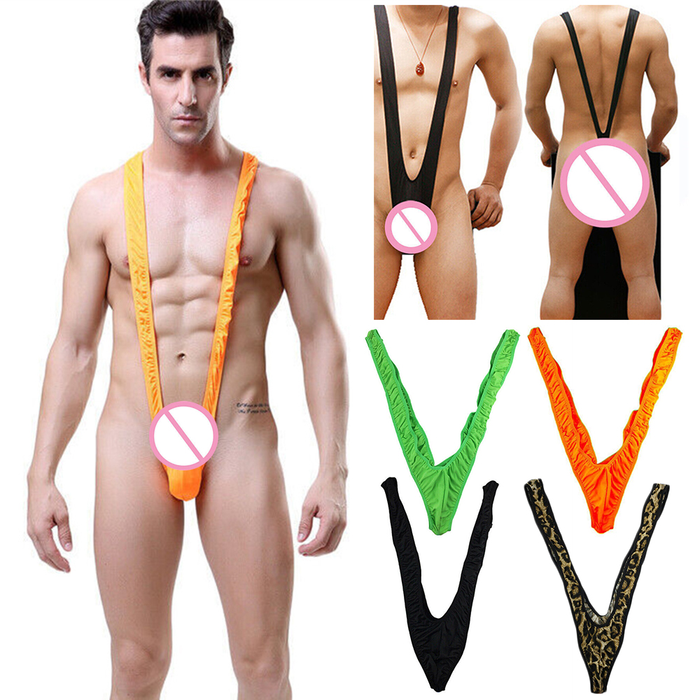 Luipaard Huid Mesh Man Sexy Borat Mankini Thong Bodysuit Kostuum Badpak