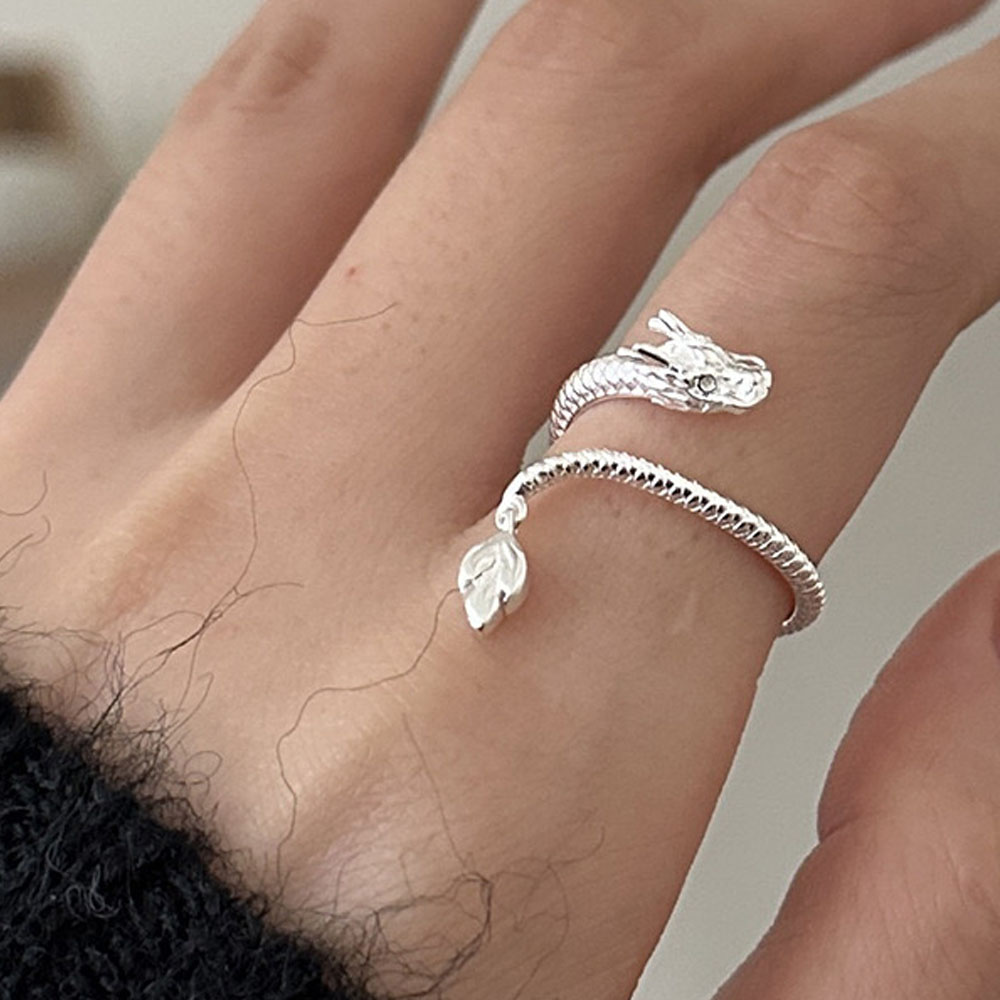 BF CLUB 925 Sterling Rings dla kobiet Moda Geometryczny Ręcznie robiony nieregularny pierścionek ze smokiem Prezent świąteczny