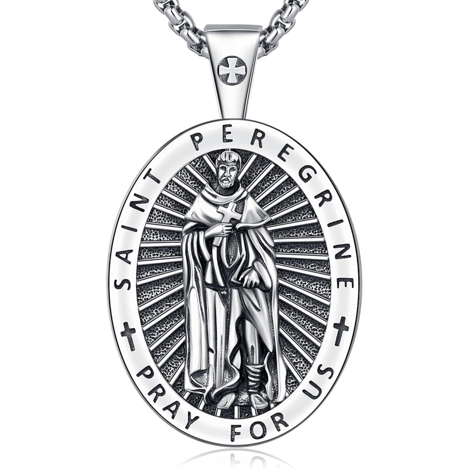 Collier Saint Peregrine en argent sterling 925, pendentif médaille Saint Peregrine, amulette, bijoux cadeaux pour hommes et femmes, anniversaire, Noël