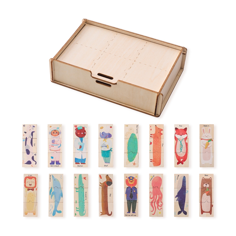 Puzzle créatif en bois pour enfants, jeux de société, dessin animé, animal, Montessori, jouet d'apprentissage, cadeau Tangram, 1 à 3 ans