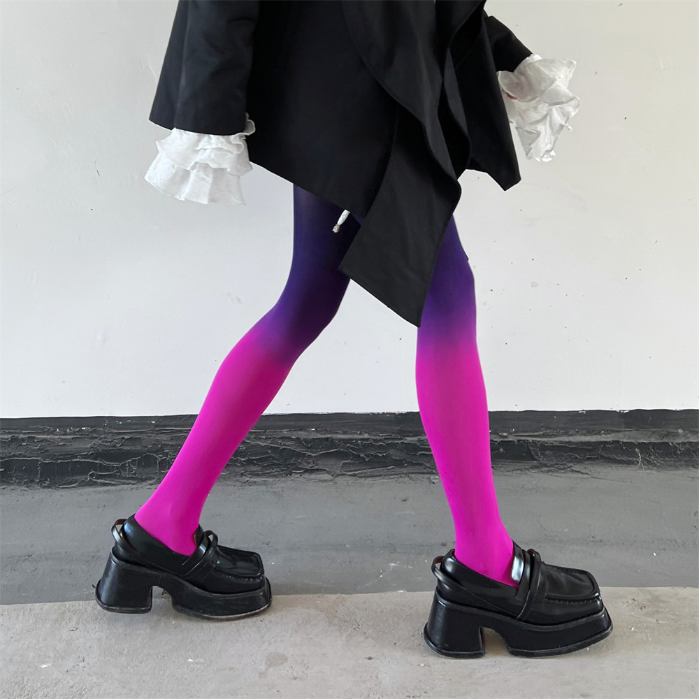 80D Lolita stoking Anime seksi wanita gradien legging imut musim semi musim gugur tahan robek stoking berwarna untuk celana ketat anak perempuan