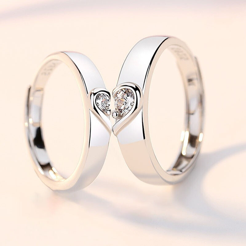 2022โรแมนติกคู่แต่งงานแหวนผู้หญิงผู้ชาย2Pcs Love Heart Zircon แหวนแฟชั่นหมั้นสัญญาเครื่องประดับของขวัญ