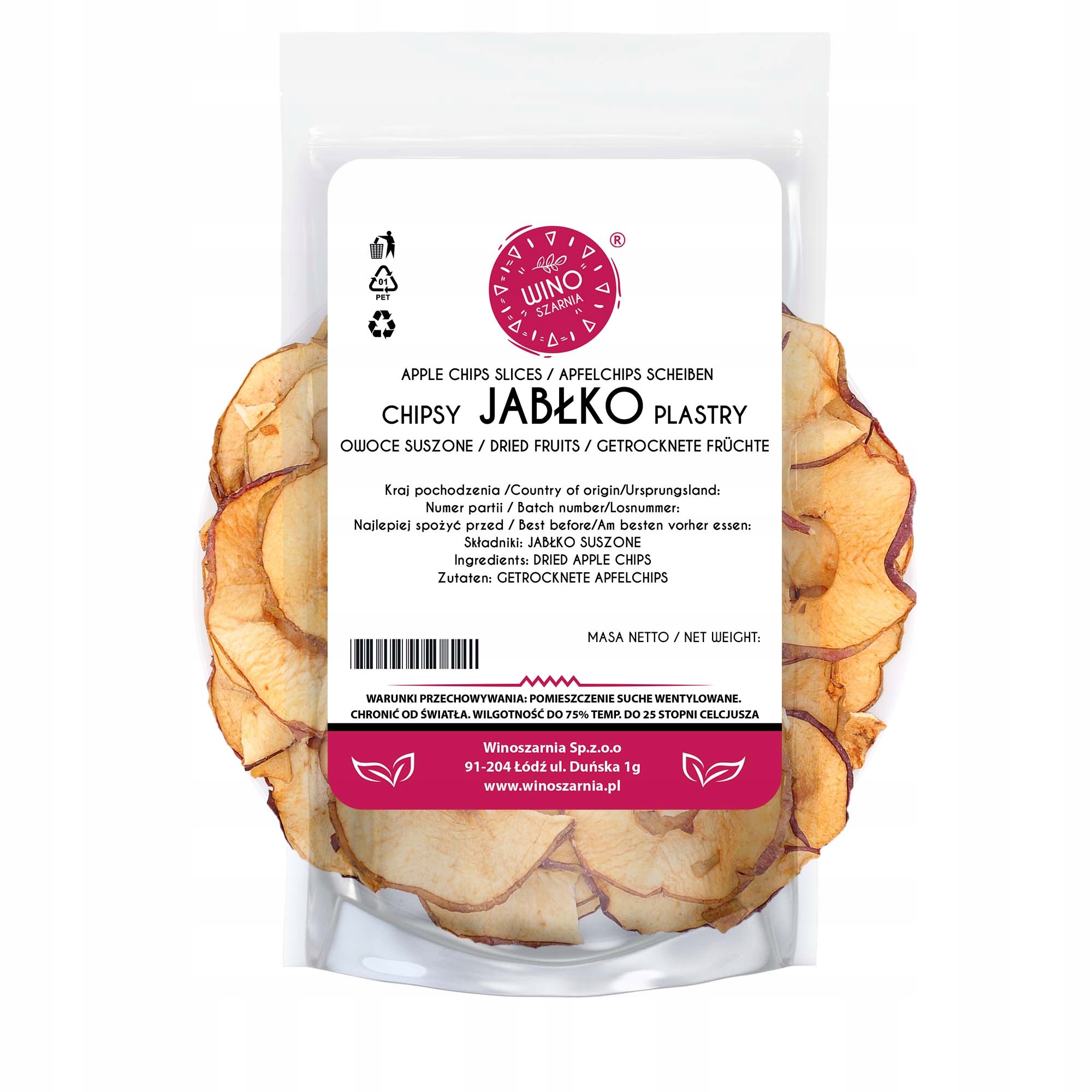 Rodajas de manzana, manzanas secas, 250 g de manzanas cortadas con piel.