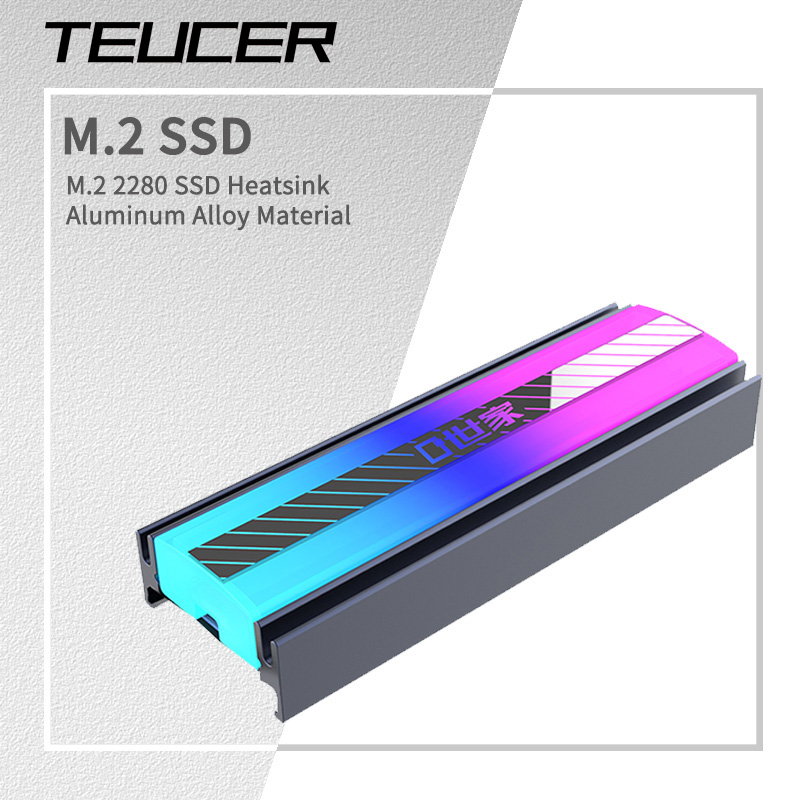 TEUCER M.2 NVME SSD dissipateur thermique 5V 3 broches ARGB lumières colorées 2280 refroidisseur de disque SSD