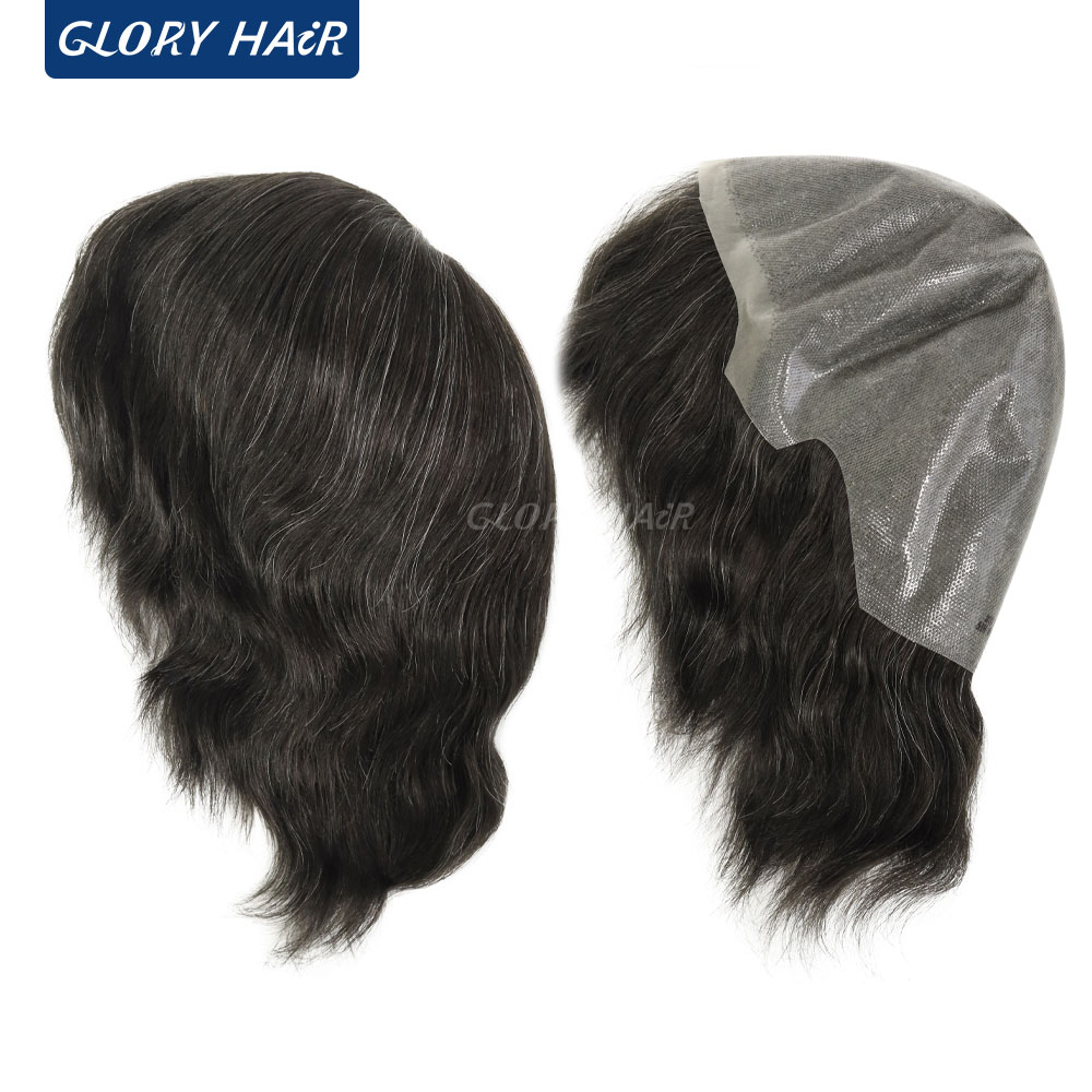 Parrucca Completa con Capelli Corti Lisci da 6 Pollici, Base Sottile in PU, per Uomo e Donna, Nero Naturale, Densità 130%, Parrucca in Capelli Umani