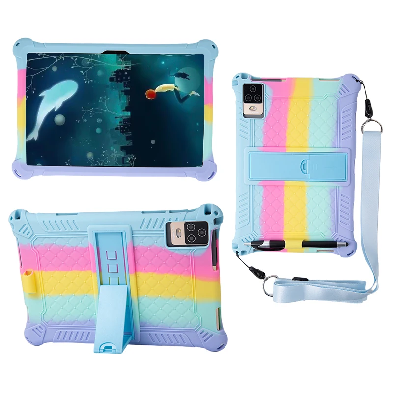 10.1 Universal กรณีซิลิโคนแท็บเล็ต Funda สําหรับ 10 10.1 นิ้ว Android แท็บเล็ตพีซีกันกระแทกฝาครอบกรณี L 9.57in W 6.42in
