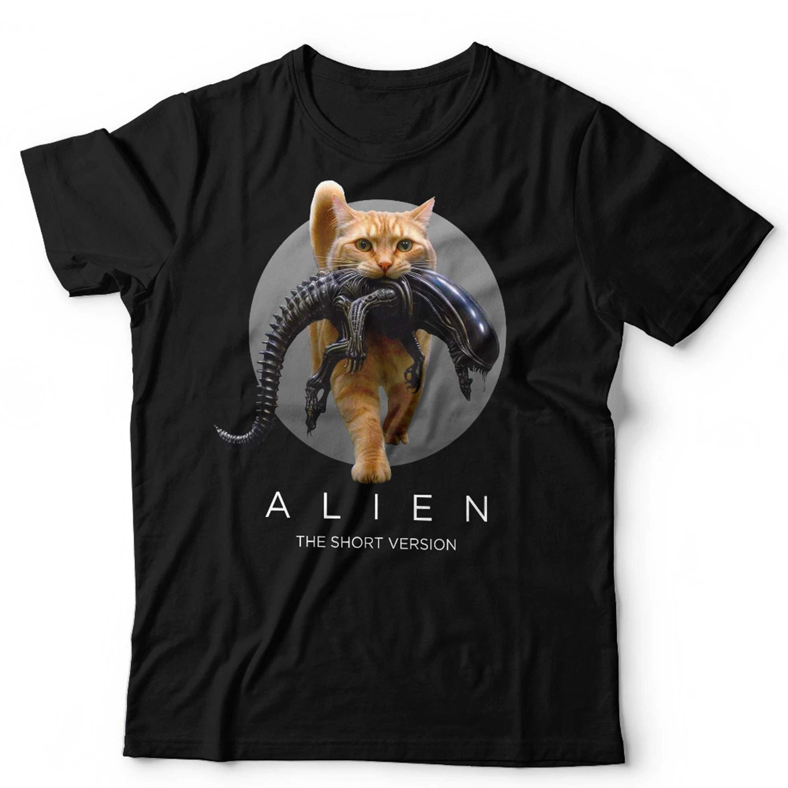 Alien T-shirt for Both Men and Women, Short and Fun Sci-fi Horror Movie, Printed T-shirt for Cat Lovers, Fashionable