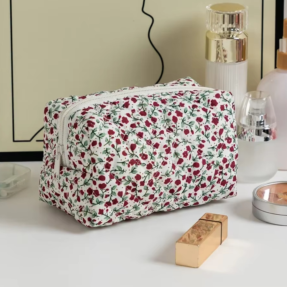Bolsa de maquillaje con estampado Floral para almacenamiento de lápiz labial, bolsa de cosméticos para mujer, estuche organizador de belleza, bolsa de maquillaje de viaje, organizador de artículos de tocador