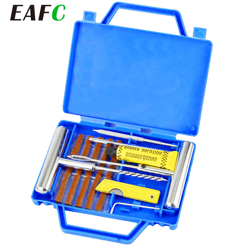 Set di riparazione pneumatici per auto Strumenti di riparazione forature Set di strumenti per rivetti per kit di riparazione pneumatici tubeless per auto, furgone, bici, emergenza