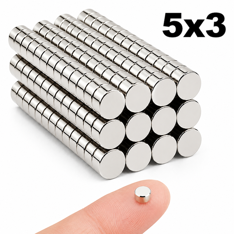 Okrągłe, super mocne magnesy 5x3mm, silne magnesy neodymowe N35 NdFeB, magnesy trwałe do lodówki, budowy, majsterkowania i rękodzieła.