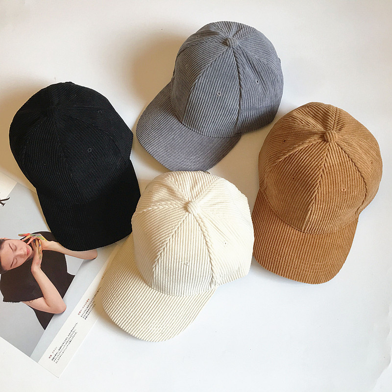 Sztruksowa czapka z daszkiem damska Retro Solid Color Dad Hat Jesienno-zimowe czapki dla mężczyzn Kobiety Unisex Casual Keep Warm Curved Brim