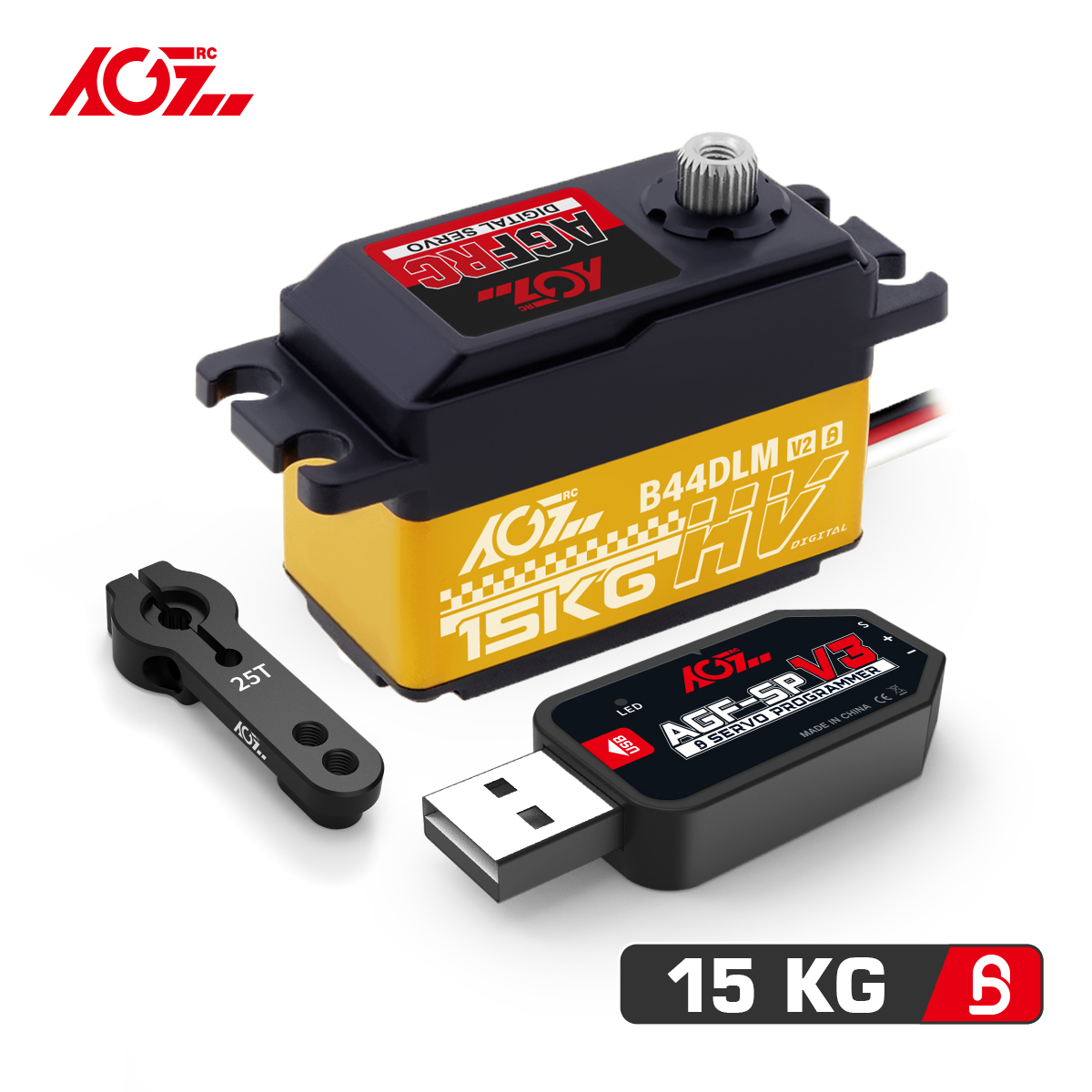AGFRC Low Profile B44DLM V2 15KG Hi Speed HV Titanium Gear diprogram Digital DC Servo untuk 1/10 1/12 RC model mobil Touring
