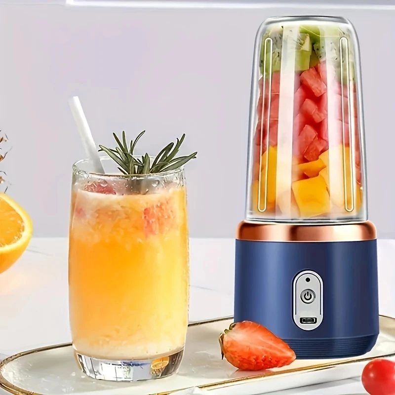 Exprimidor de frutas eléctrico multifuncional de doble taza, exprimidor portátil, licuadora de frutas, batido, máquina de jugo, licuadora de batidos USB