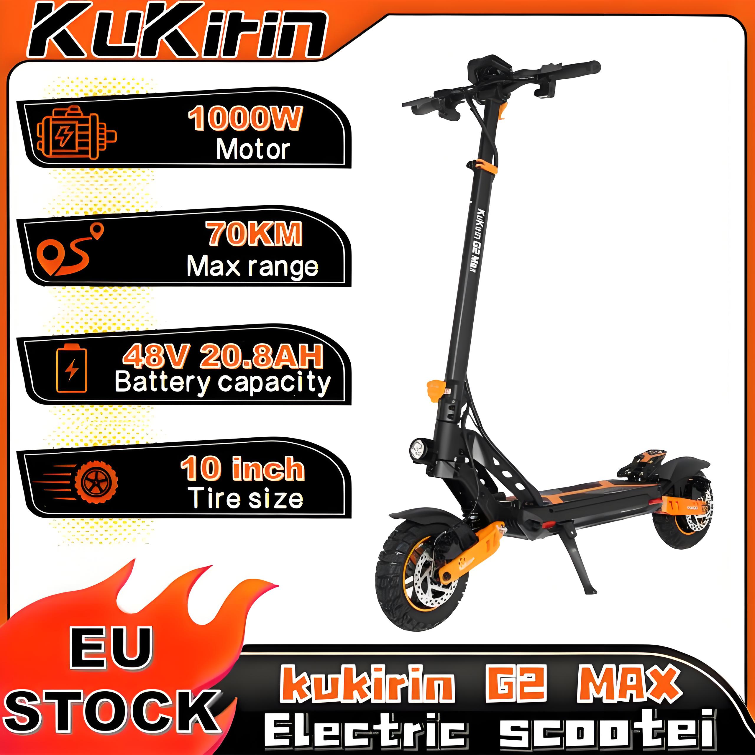 Hulajnoga elektryczna składana Kukirin G2 MAX 1000W 48V 20.8Ah ochrona IP54 10-calowe koła terenowe prędkość 55km/h zasięg 70km