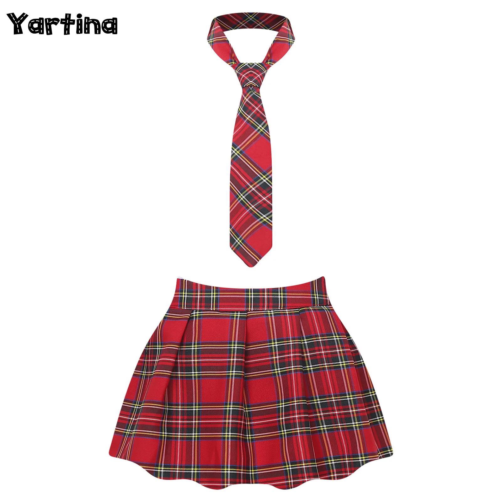 Uniforme Escolar Japonés para Mujer Adulta, Minifalda, Disfraz de Cosplay, Ropa Y2K, Falda Plisada a Cuadros Kawaii con Corbata