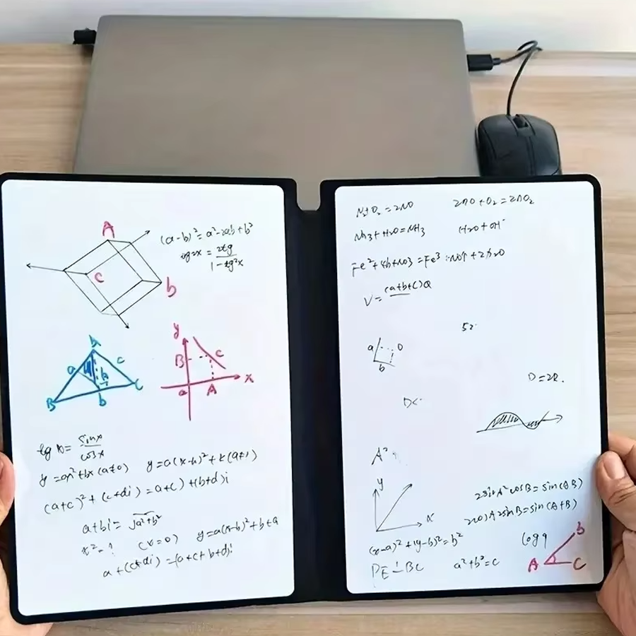 Set de Cuaderno de Pizarra Blanca Reutilizable A5 con Rotulador de Pizarra Blanca, Paño de Borrado, Bloc de Notas de Cuero, Planificador Semanal, Portátil y Elegante para Oficina