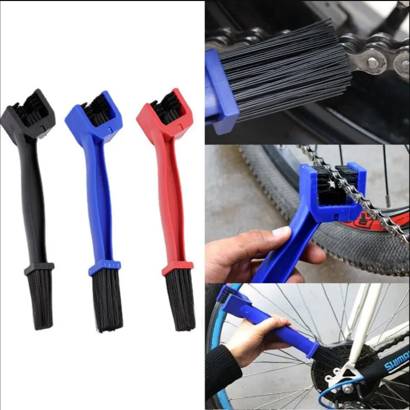 Pulitore per catena portatile Spazzola per pulizia catena per bici da strada per moto Spazzola per pulizia bicicletta Strumenti per moto Strumento per manutenzione pulitore per catena
