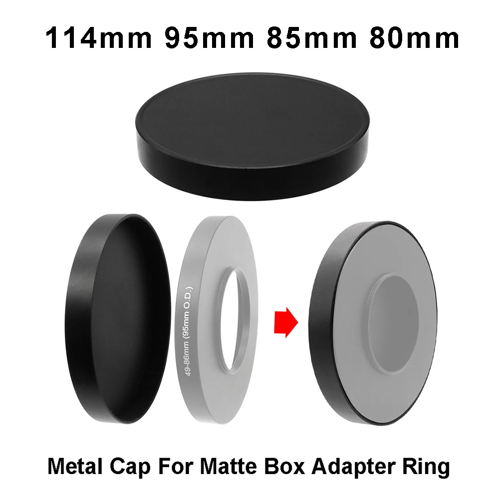 Capuchon d'objectif en métal 114mm / 95mm / 85mm /80mm (diamètre intérieur) couvercle pour boîte mate adaptateur anneau filtre anneau élévateur noir universel