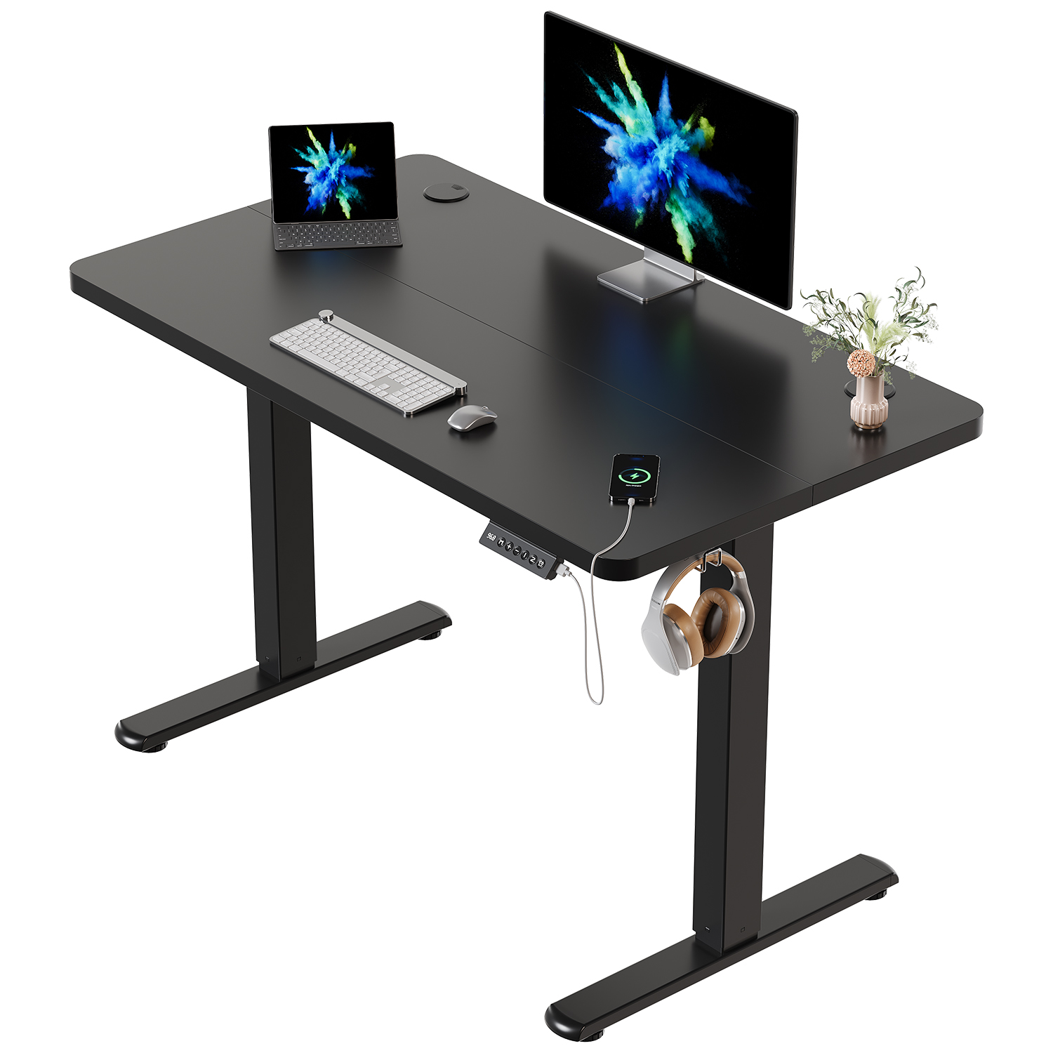 Biurko Devoko z regulacją wysokości z gniazdem USB, elektryczne biurko z regulacją wysokości, regulowany stojak do komputera.