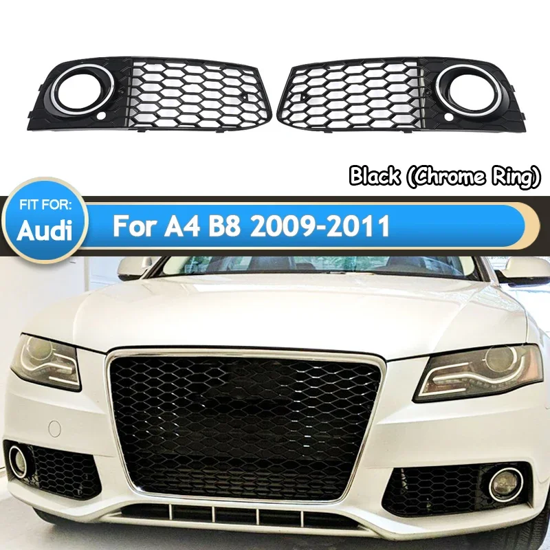 Front stoßstange Nebels chein werfer Lampe Mesh Kühlergrill Waben abdeckung für Audi A4 B8 2014-2017