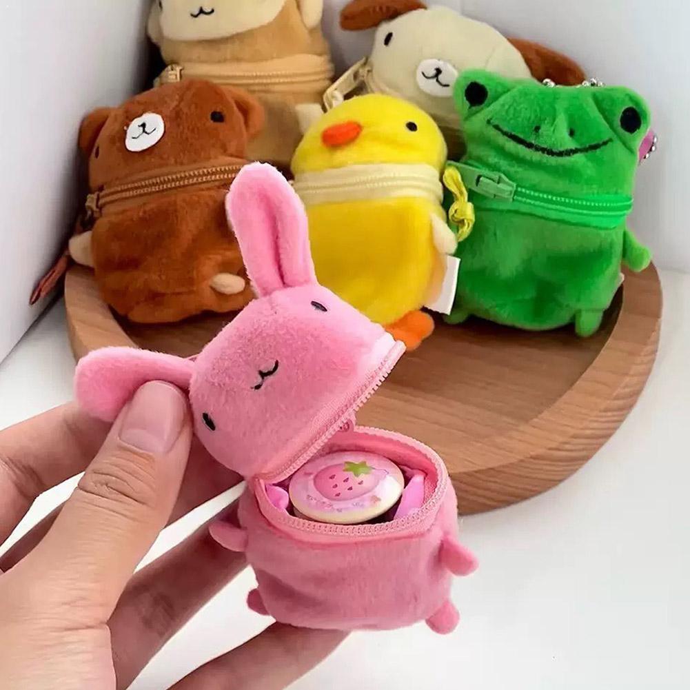 Urocza Różowa Puszysta Królicza Portmonetka Brelok Kreskówkowa Pluszowa Zawieszka do Torby Kawaii Mini Portfelik Prezent na Festiwal