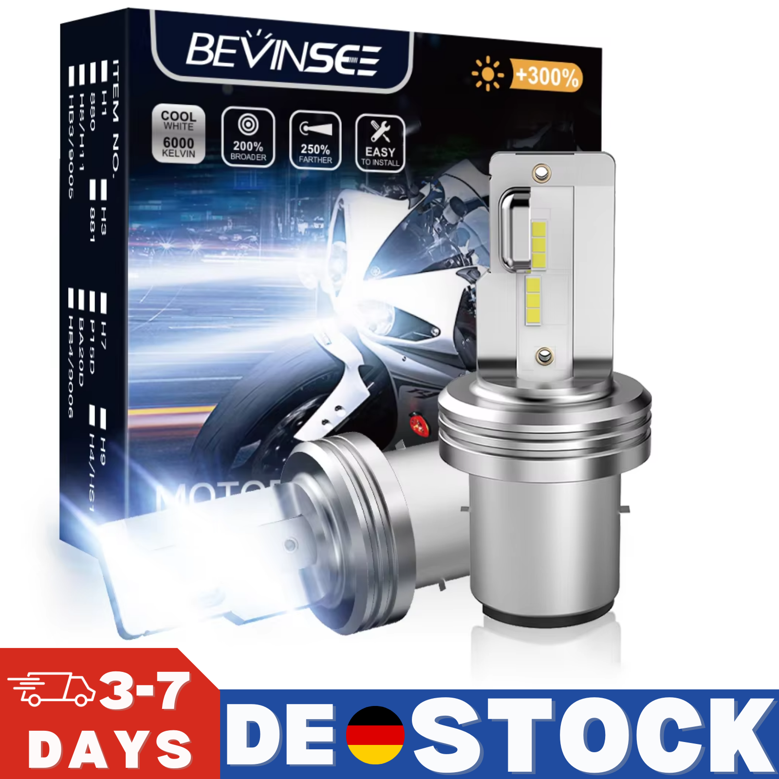 Светодиодная фара для мотоцикла BEVINSEE BA20D 12 В 3000 лм H6, светодиодные лампочки Plug and Play, безвентиляторная беспроводная замена фары для мотоцикла