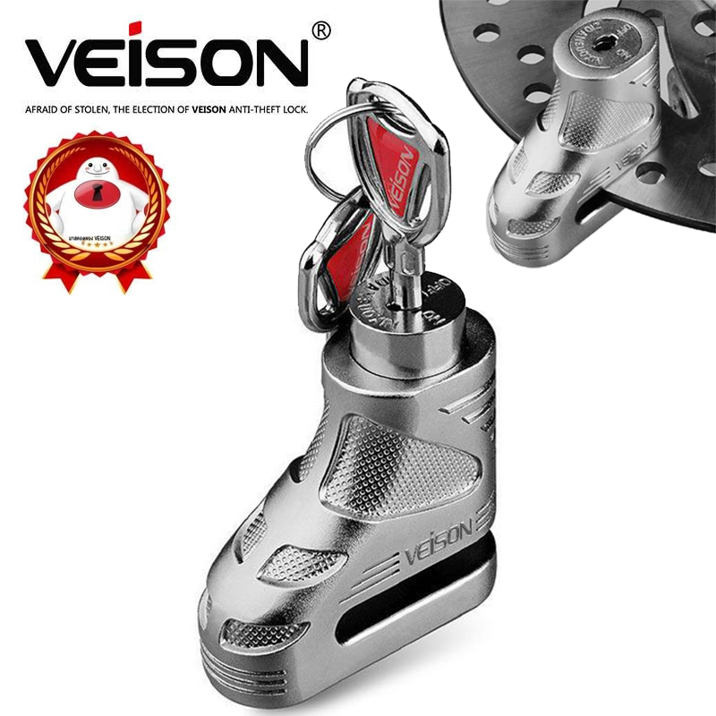 VEISON Lucchetto per bici da moto Mini lucchetto per ruota con freno a disco in acciaio temprato antifurto per impieghi gravosi con 2 chiavi Accessori