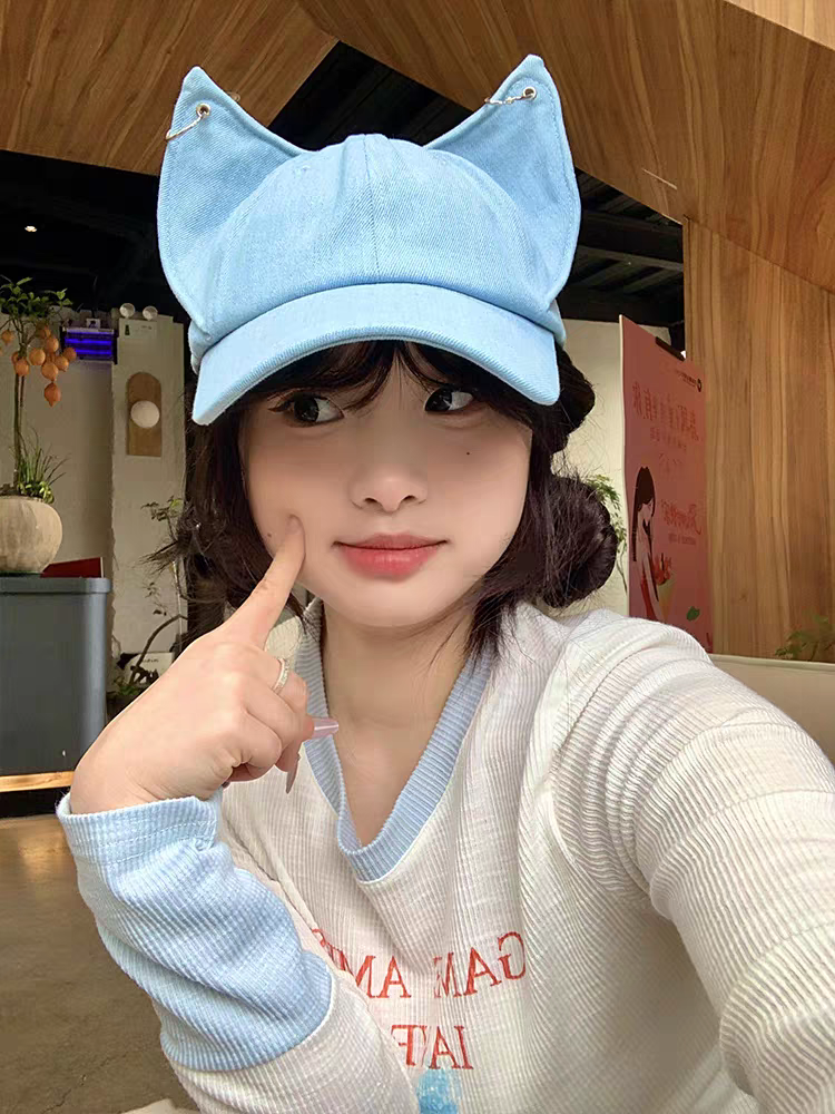 2025 moda Ragazza Nuovi Jeans Orecchie stereoscopiche Cappello da baseball da cowboy Lavaggio fresco Berretto Hip Hop Donna Uomo Party Team Berretto da baseball