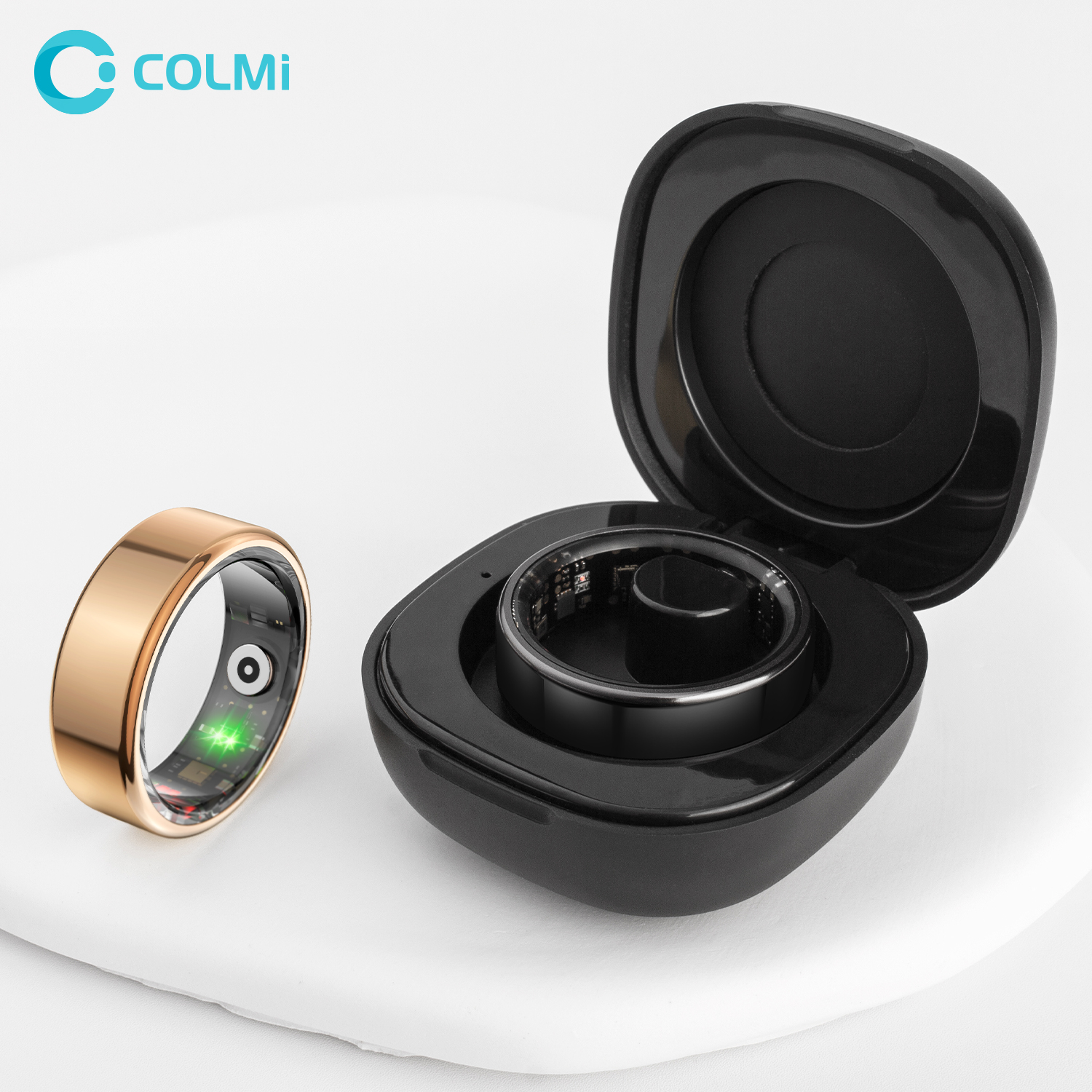 2024 Anillo inteligente COLMI R02 con estuche de carga para hombres y mujeres, duración de la batería, 39 días, monitor de salud, resistente al agua 5ATM