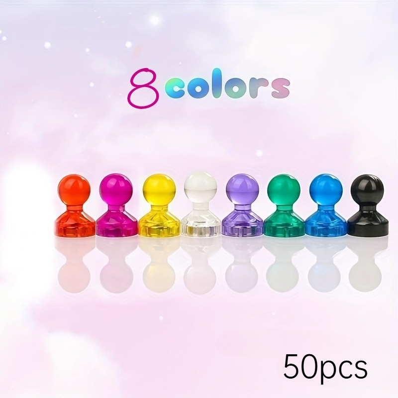 50 Stück bunte runde magnetische Push-Pins mit Basis, Kunststoff-Kühlschrankmagnete für Whiteboard, Pinnwand, Karte, Fotos, Notizen