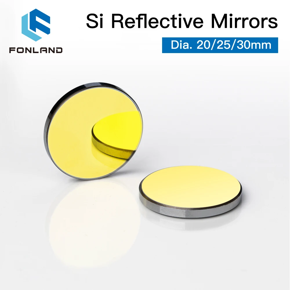 Espejos reflectantes de silicio para láser de CO2 Fonland, lentes reflectoras de silicio chapadas en oro para grabador láser, diámetro. 19 20 25 30 38.1 mm