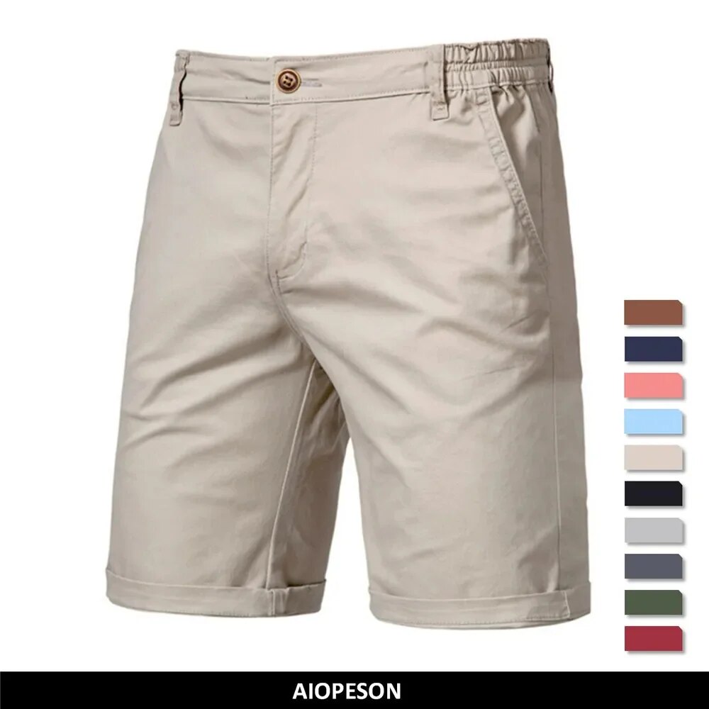AIOPESON Verão 100% Algodão Sólido Shorts Homens de Alta Qualidade Casual Negócios Social Cintura Elástica Shorts Masculinos 10 Cores Shorts de Praia