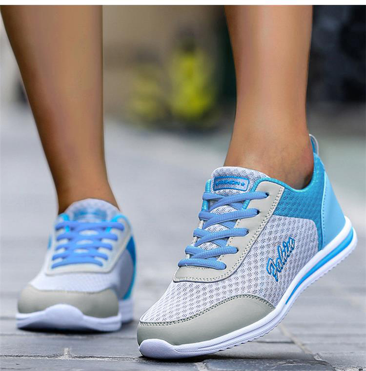 Breathable Sneakers For Women 2024 New Fashion Solid Color Soft Women Sneakers Mesh Fabric Lace Up Woman Shoes Female Footwear